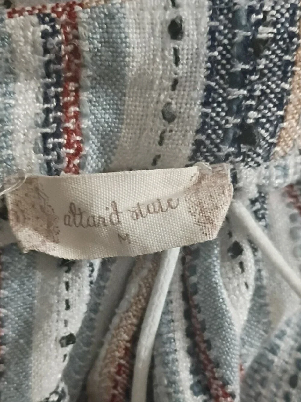 Altar'd State White Multi-Striped Tie-Neck Tunic